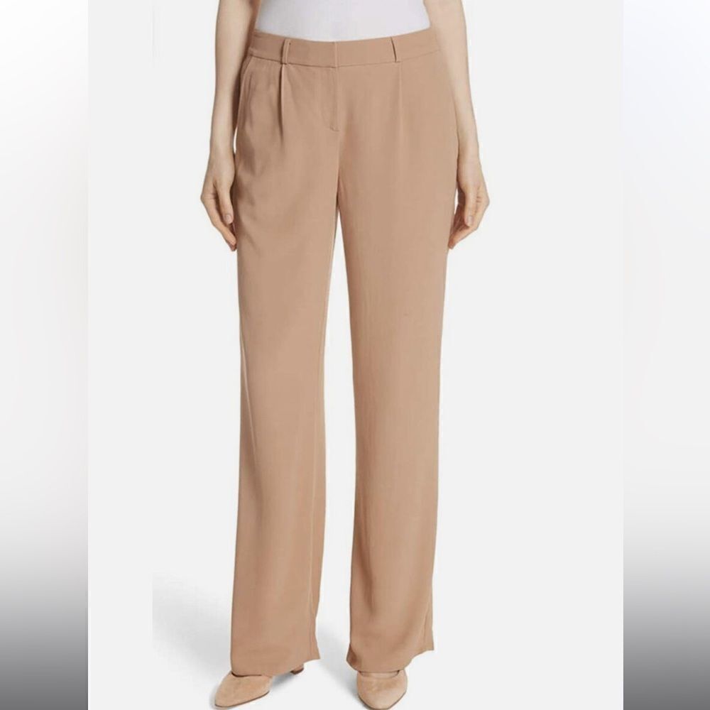 Eileen Fisher Pleated Tencel Viscose Crepe Trouser Pant In Amber Size 10